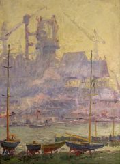 Григорій Пришедько. "Домна будується". Маріуполь, 1955.